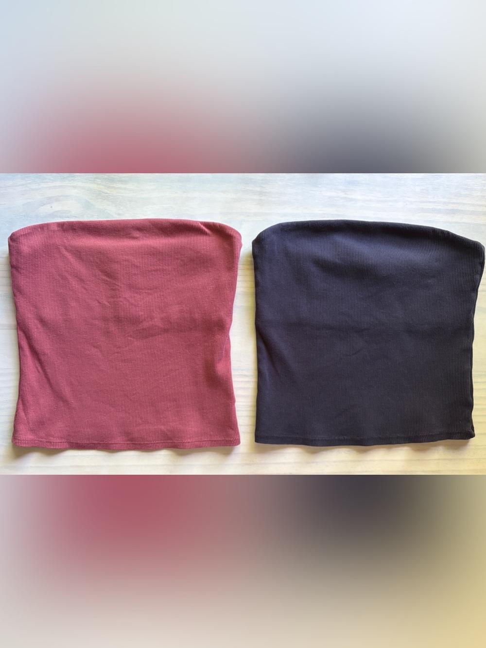H&M Divided Ribbed Strapless Tube Top 2Pk